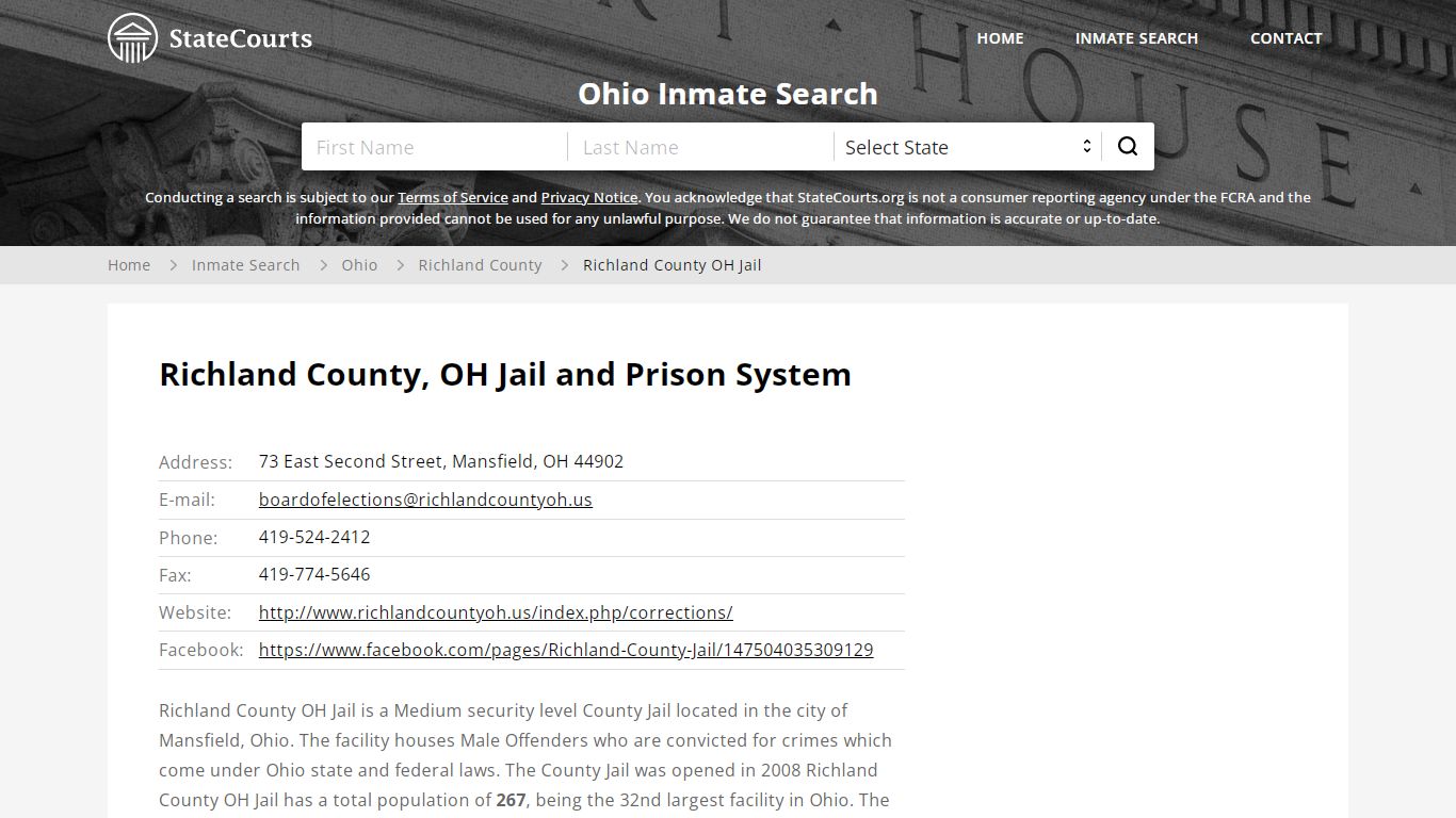 Richland County OH Jail Inmate Records Search, Ohio ...